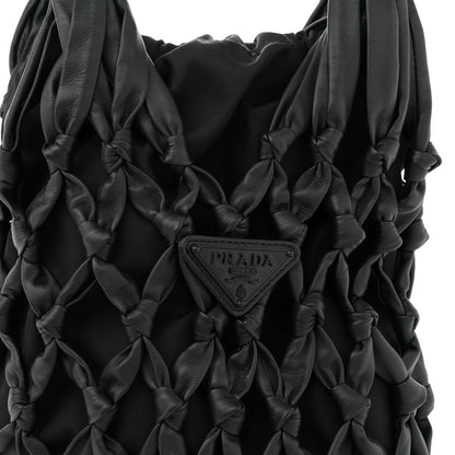 Prada Nylon Calfskin Rete Top Handle Bag Black 8 of 10
