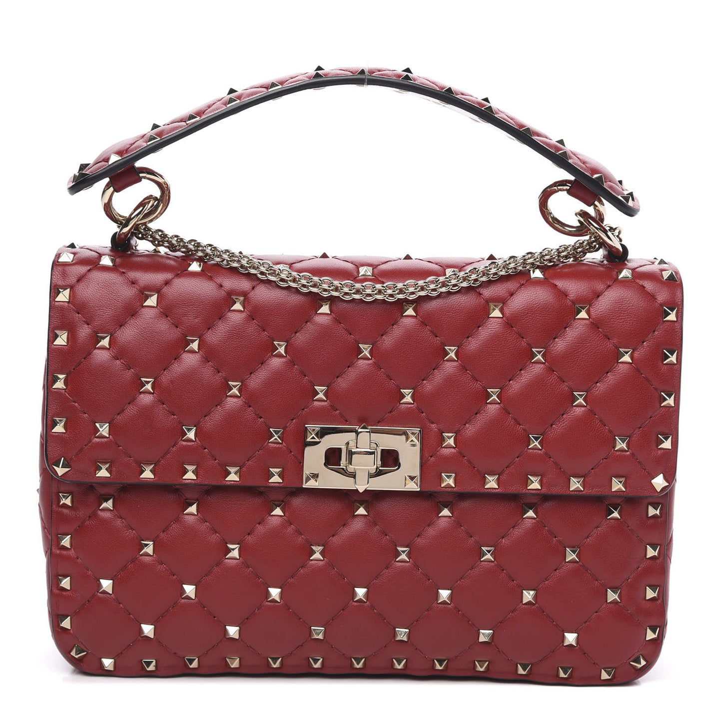 Nappa Medium Rockstud Spike Shoulder Bag Rosso Valentino