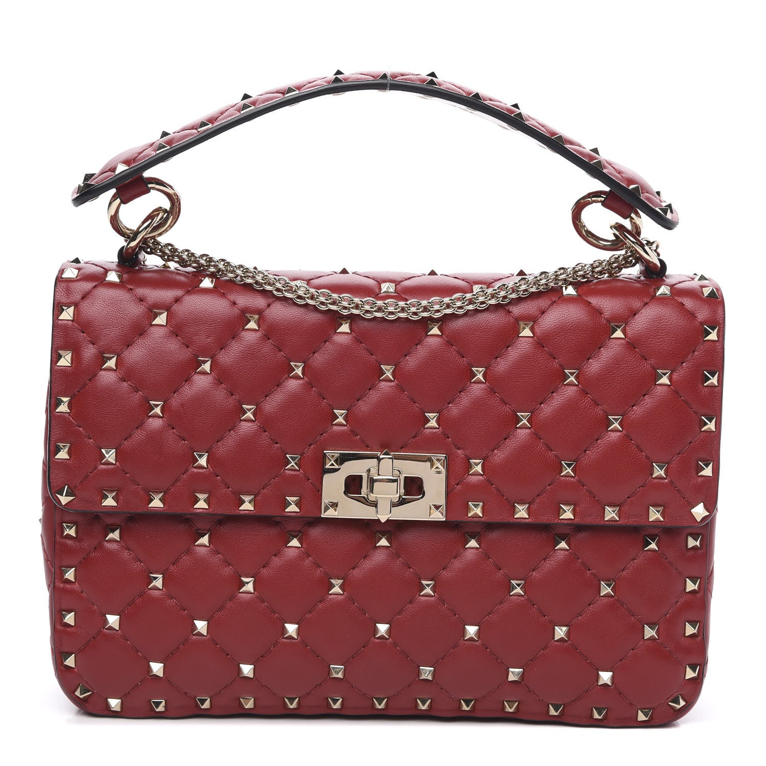 Valentino Garavani Nappa Medium Rockstud Spike Shoulder Bag Rosso Valentino 1 of 10