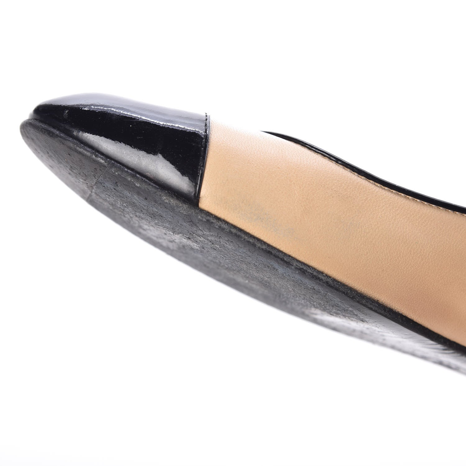Chanel Lambskin Cap Toe Flats 38 Beige Black 9 of 11