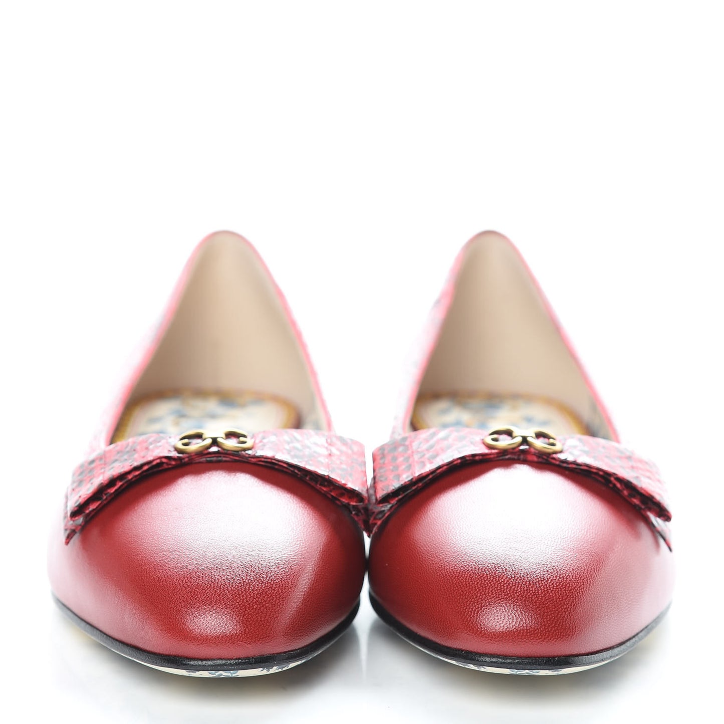 Malaga Kid Elaphe Yva Ballet Flats 38.5 Hibiscus Red