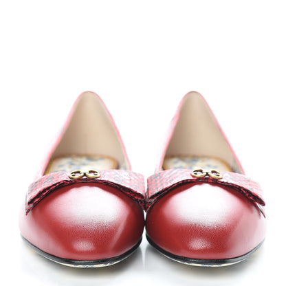 Gucci Malaga Kid Elaphe Yva Ballet Flats 38.5 Hibiscus Red 2 of 8