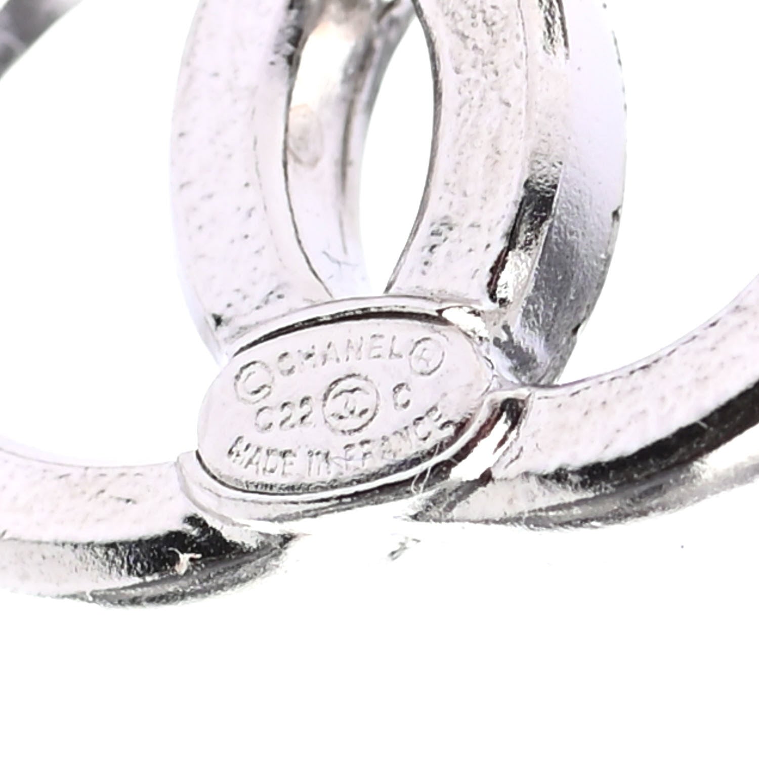 Chanel Crystal CC Earrings Silver 4 of 4
