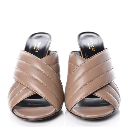 Gucci Malaga Kid Webby Crossover High Heel Slide Sandals 39.5 Porcelain Rose 2 of 12