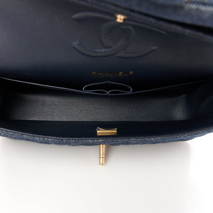 Chanel Denim Quilted Medium Double Flap Dark Blue 5 of 11