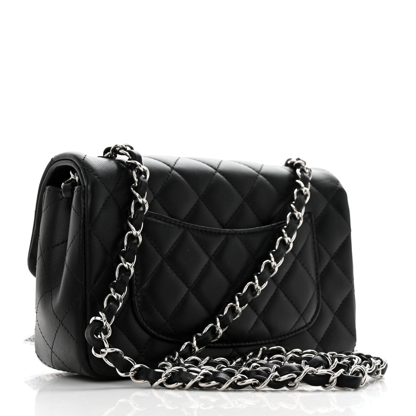 Lambskin Quilted Mini Rectangular Flap Black