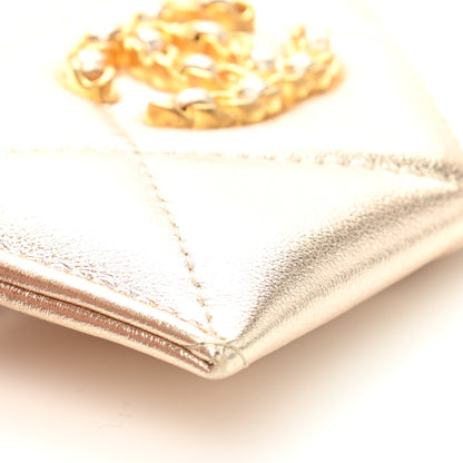 Chanel Metallic Lambskin Quilted Chanel 19 Card Holder Gold 9 of 11