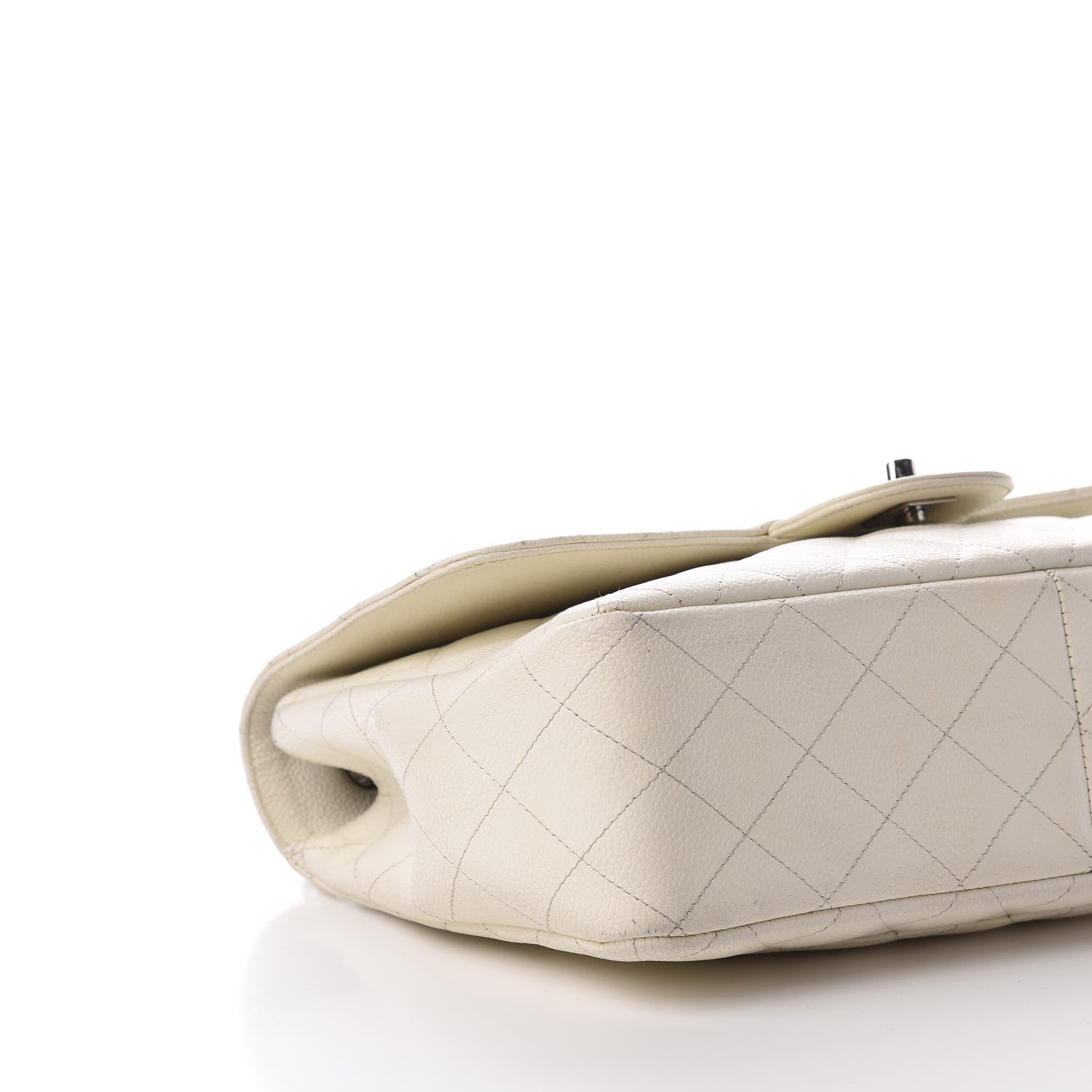 Chanel Caviar Quilted Jumbo Single Flap White 9 of 13