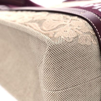 Chloe Cotton Calfskin Embroidered Medium Woody Ribbon Tote Burgundy 10 of 13
