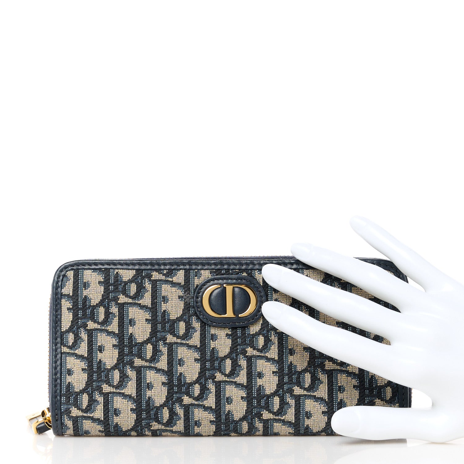 Christian Dior Oblique 30 Montaigne Zip Around Wallet Blue 1536309