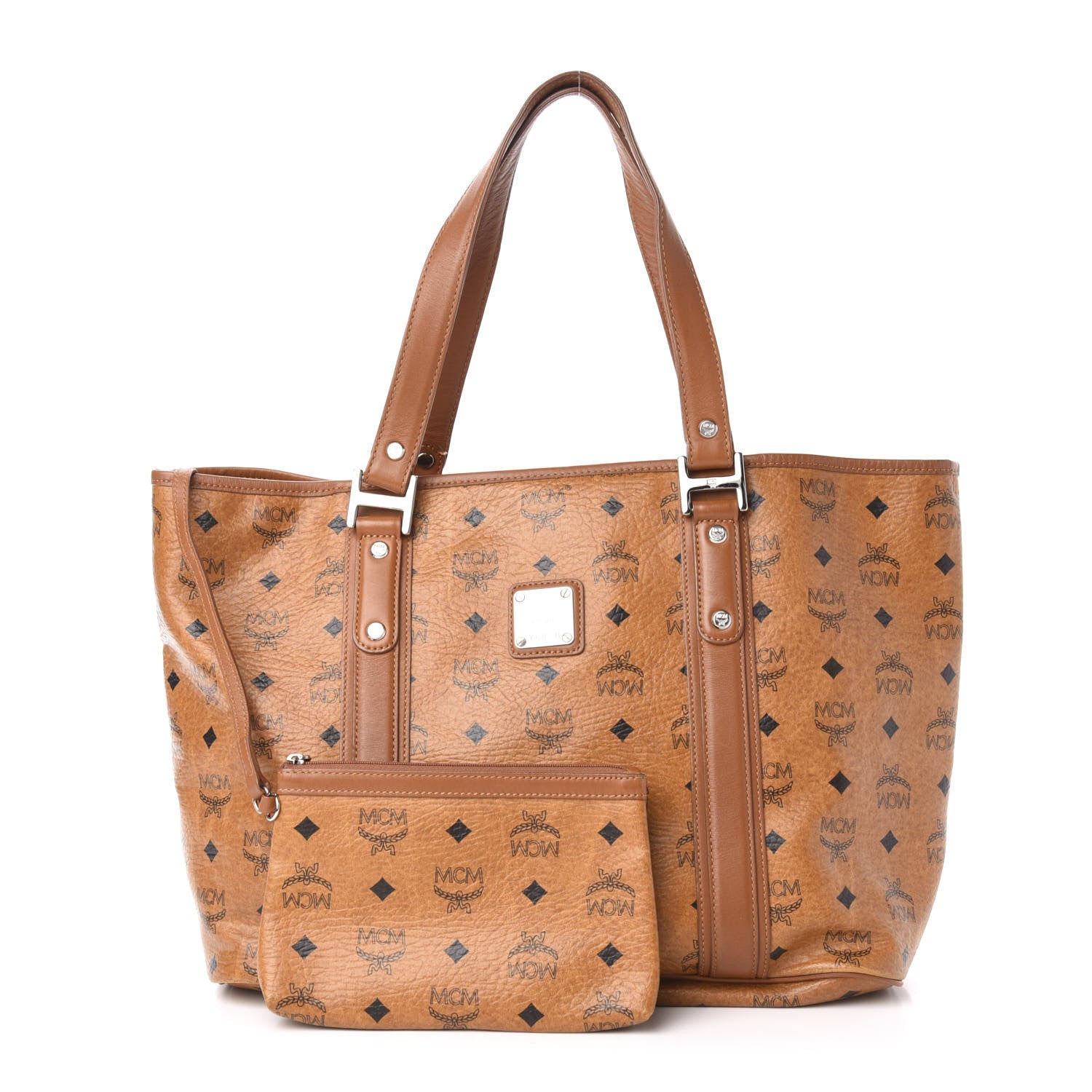 MCM Visetos Shopping Tote Cognac 1 of 12