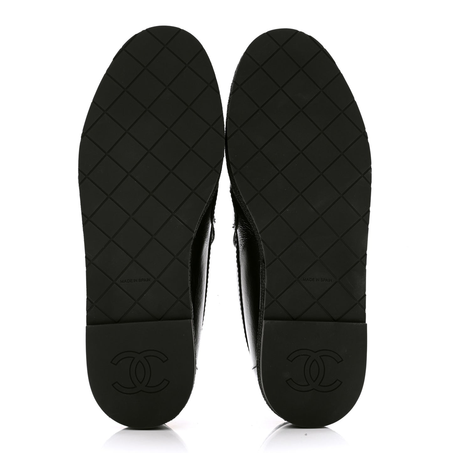 Shiny Calfskin CC Moccasin Loafers 38 Black