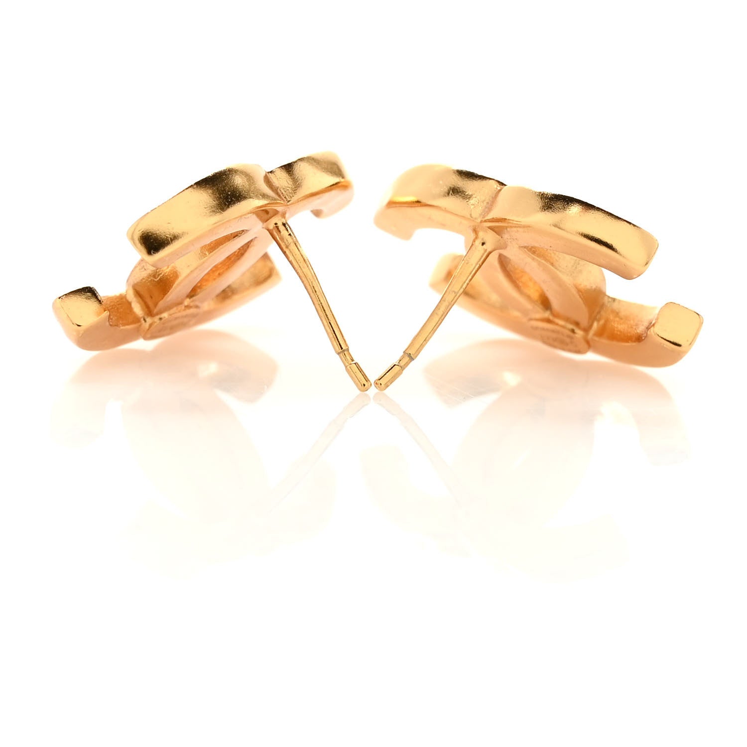 Chanel Metal CC Earrings Gold White 4 of 5