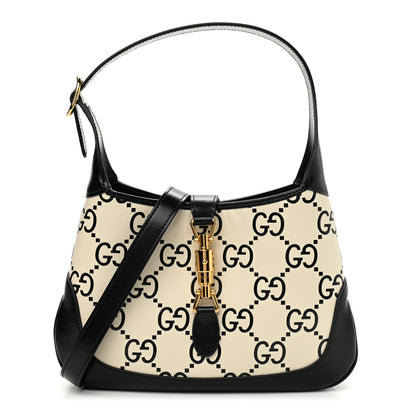 Gucci Azalea Calfskin GG Monogram Bi-Color Debossed Small Jackie 1961 Hobo Mystic White Black 1 of 10