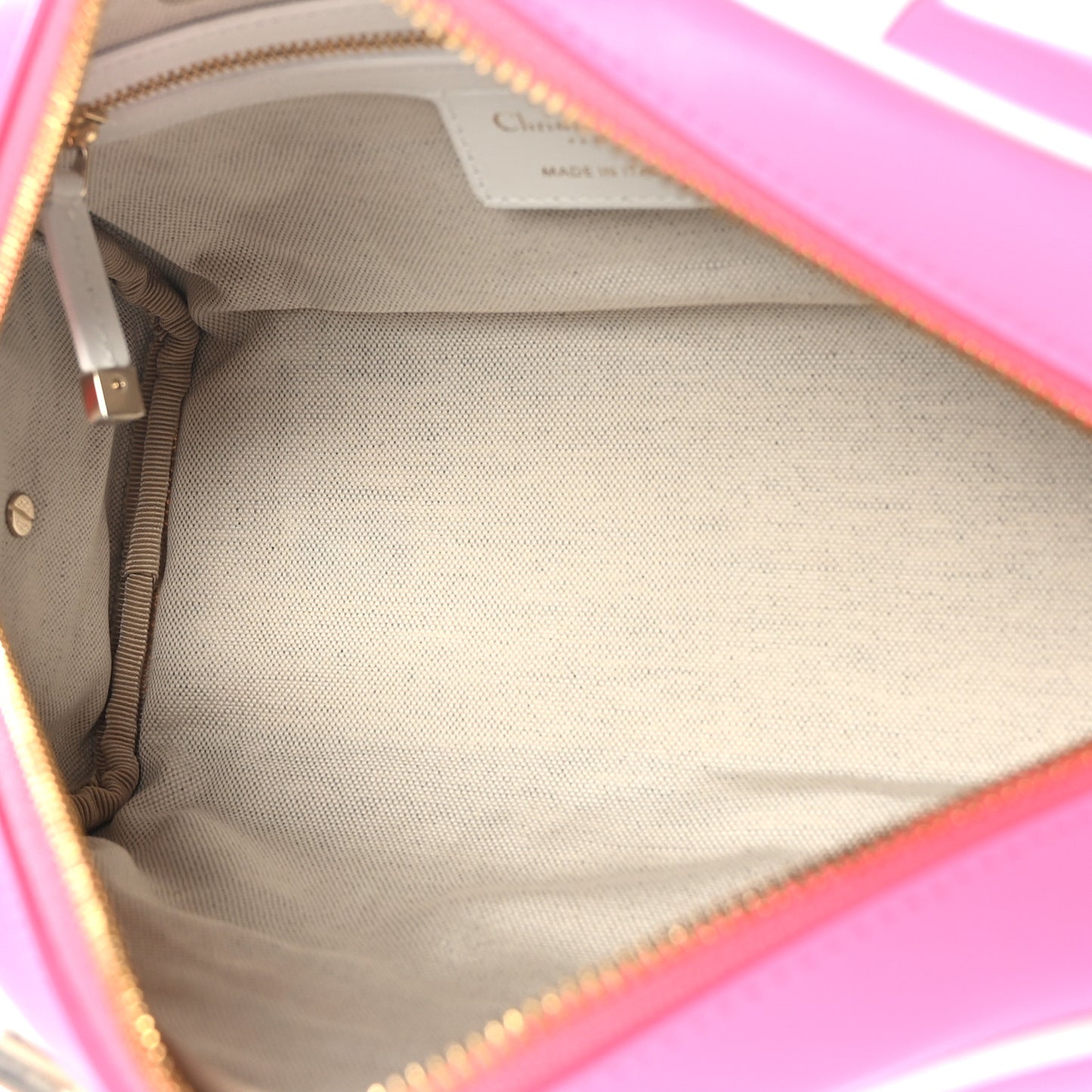 Calfskin Small Dior Vibe Zip Bowling Bag Pink Multicolor
