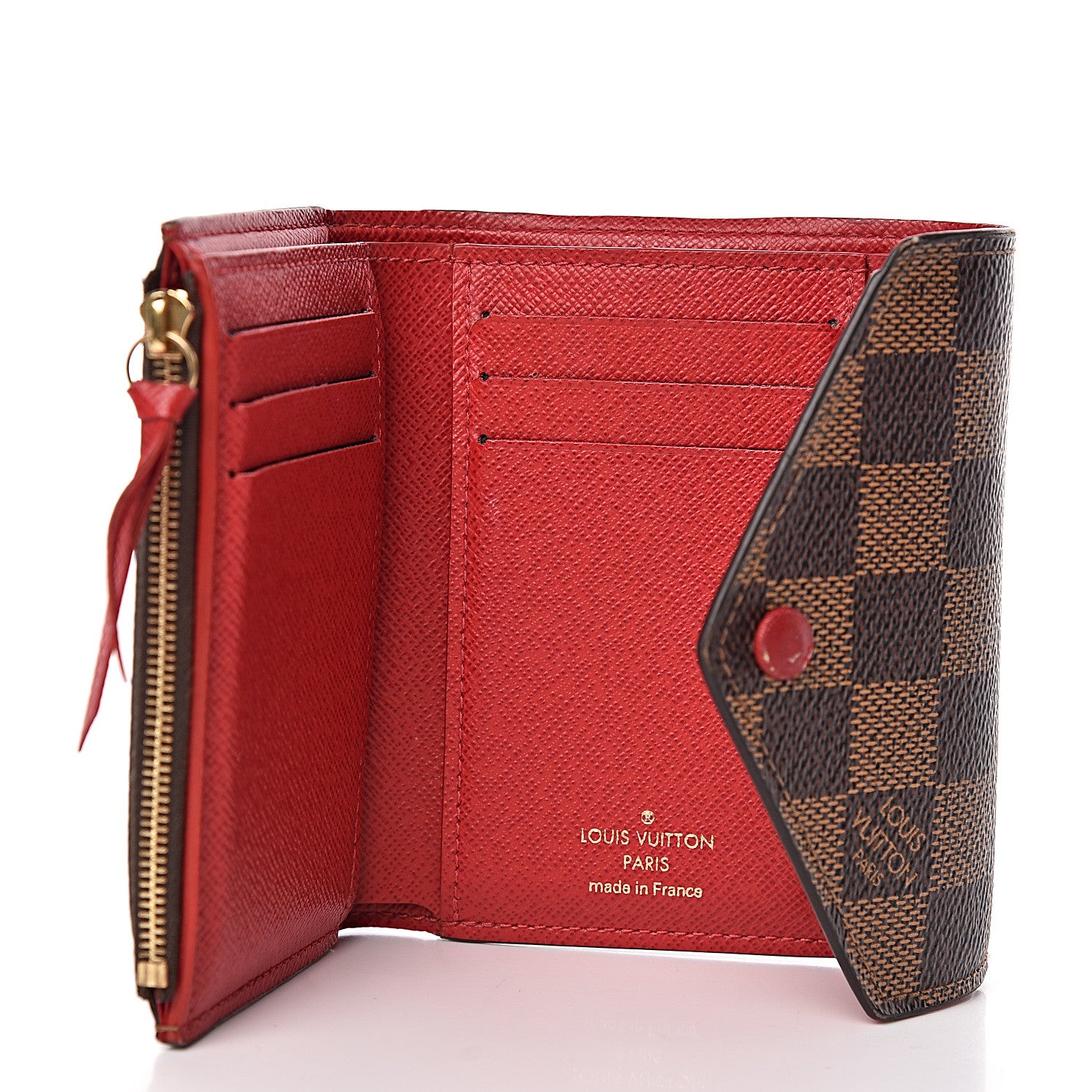 Louis Vuitton Damier Ebene Victorine Wallet Red 5 of 12