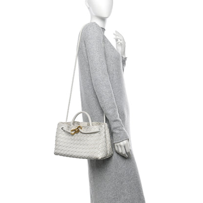 Bottega Veneta Nappa Intrecciato Small East West Andiamo Shoulder Bag White 2 of 12