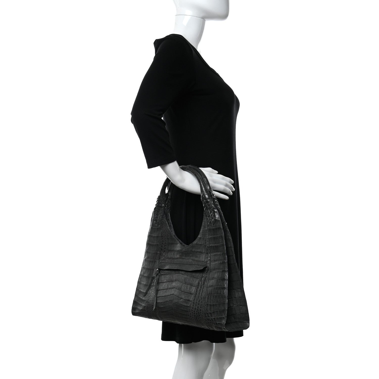 Nancy Gonzalez Crocodile Shoulder Bag Gray 2 of 9