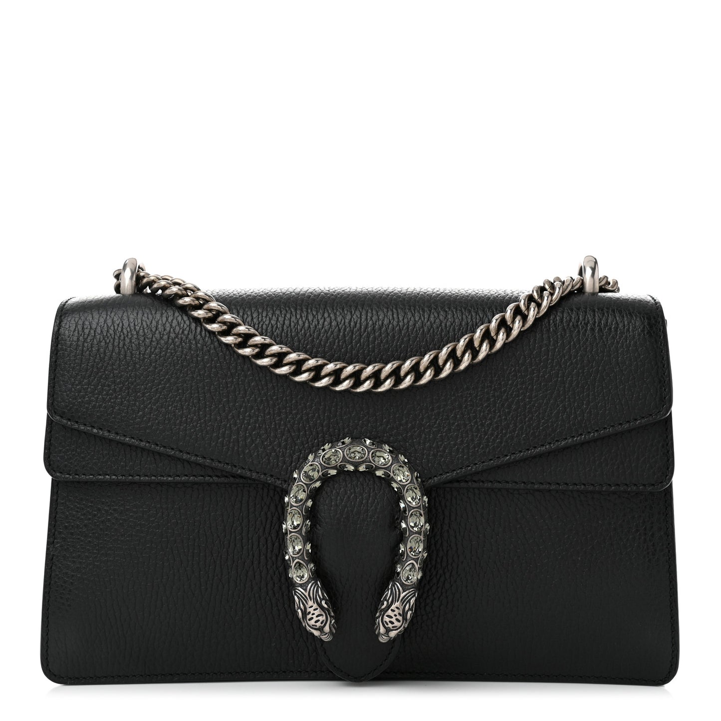 Pebbled Calfskin Small Dionysus Shoulder Bag Black