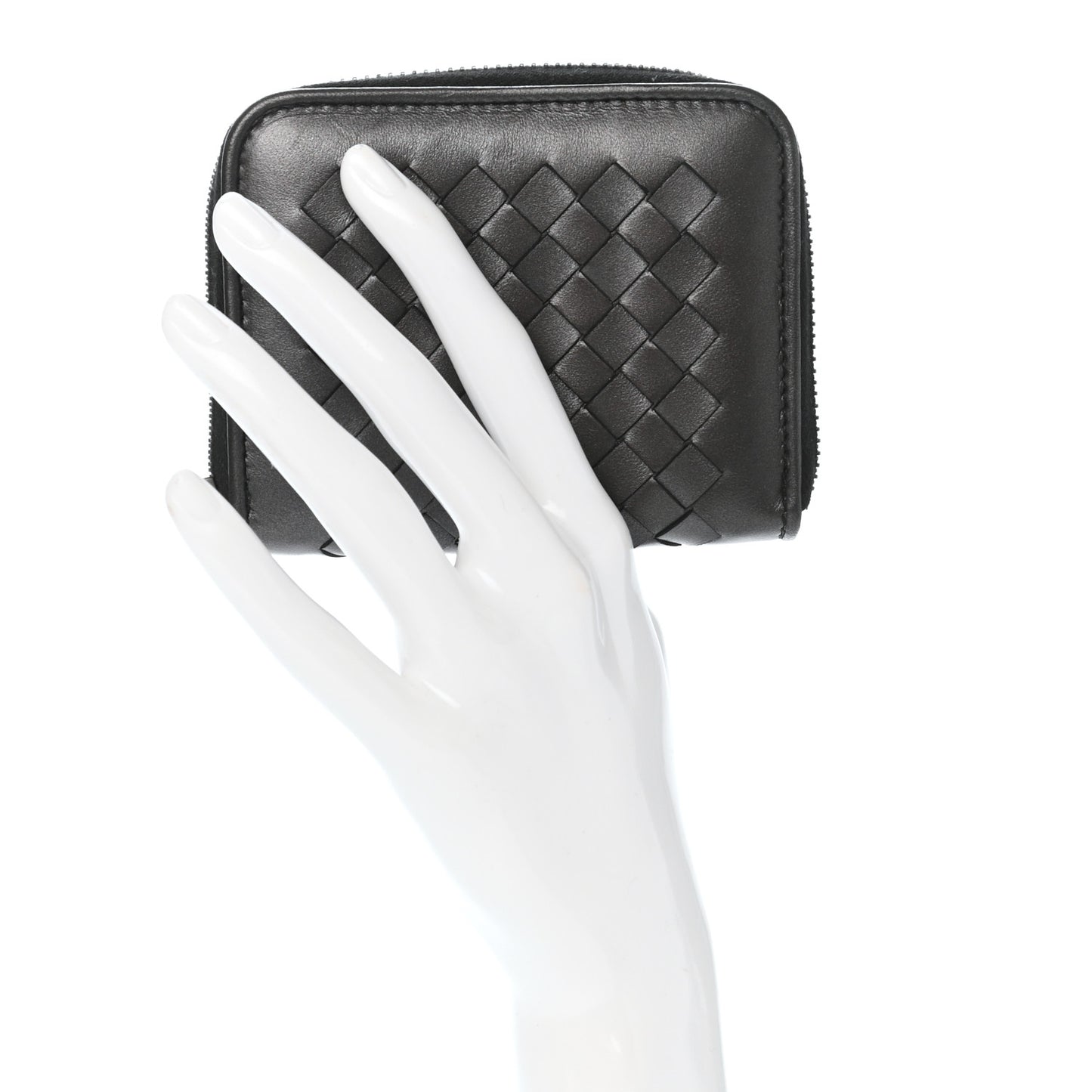Nappa Intrecciato Zip Around Coin Purse Black