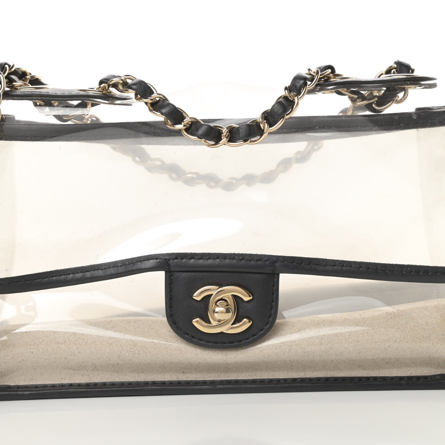 Chanel Lambskin PVC Medium Coco Sand Flap Black 8 of 11