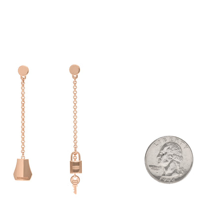 Hermes 18K Rose Gold Kelly Clochette Earrings 2 of 5