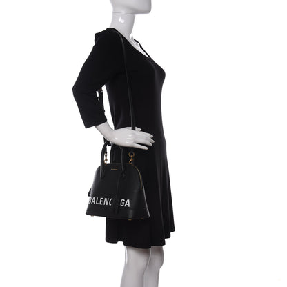 Balenciaga Signature Grained Calfskin Logo S Ville Top Handle Bag Black White 2 of 10