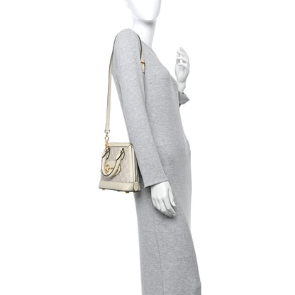 Gucci GG Supreme Monogram Textured Dollar Calfskin Mini Horsebit 1955 Top Handle Bag Beige Mystic White Oatmeal 2 of 13