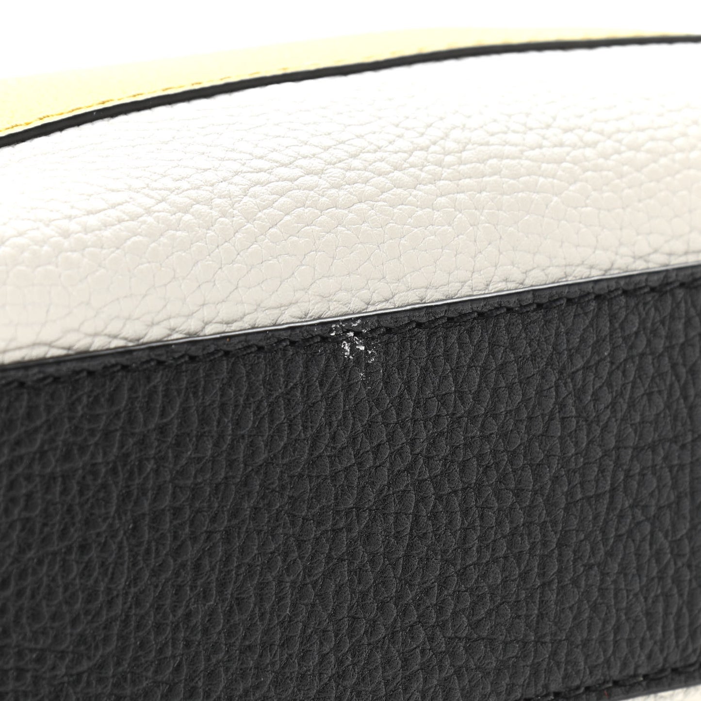 Grained Calfskin Colorblock Mini Grind Tote Yellow White Black