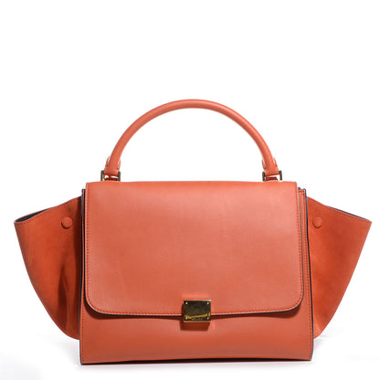Celine Calfskin Suede Medium Trapeze Orange 1 of 12