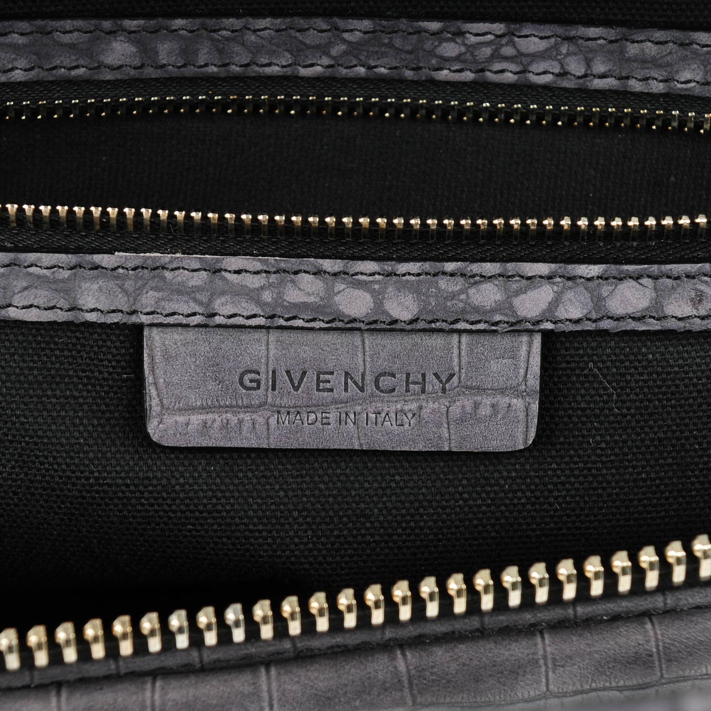 Nubuck Crocodile Embossed Medium Antigona Dark Grey
