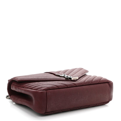 Saint Laurent Sheepskin Matelasse Chevron Monogram Medium College Bag Rouge Legion 4 of 13