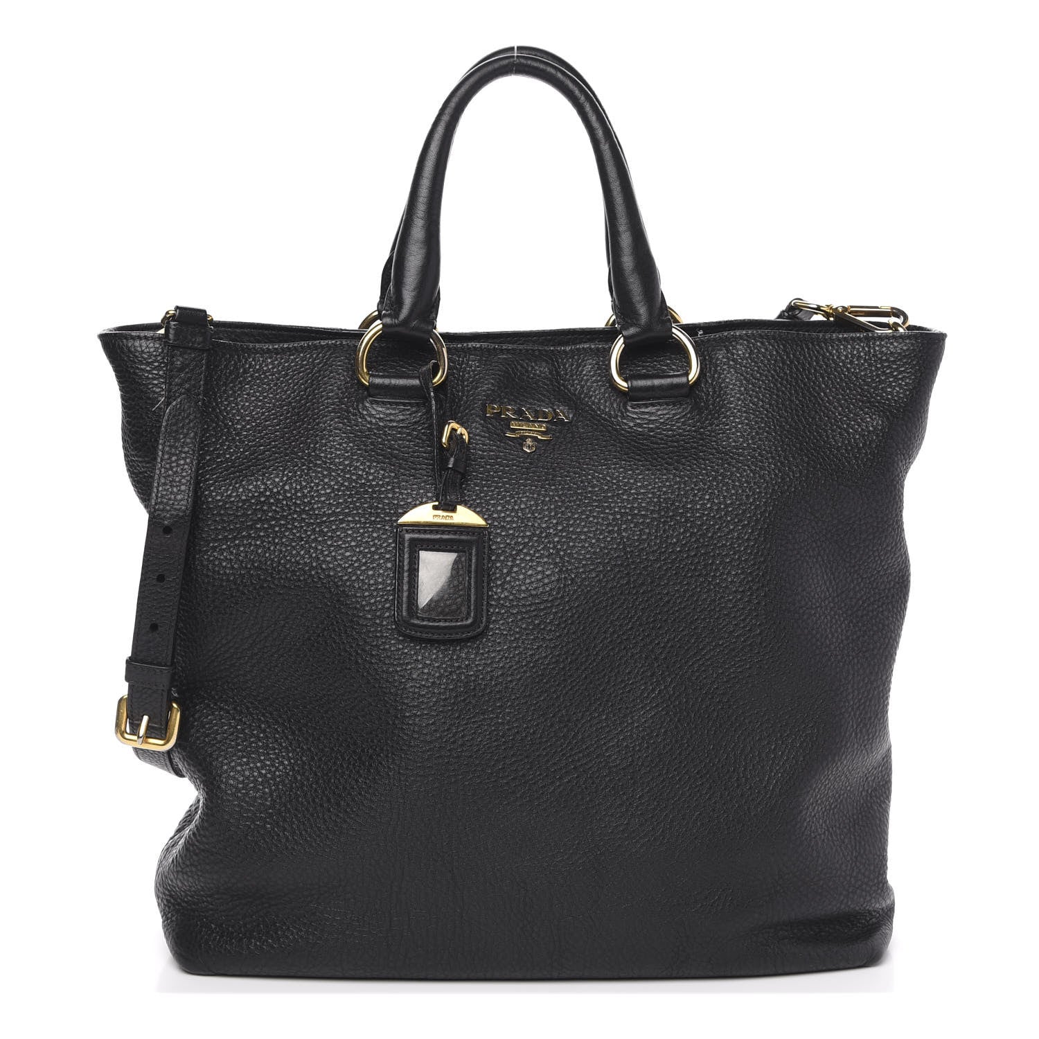 Prada Vitello Daino Tote Black 1 of 13