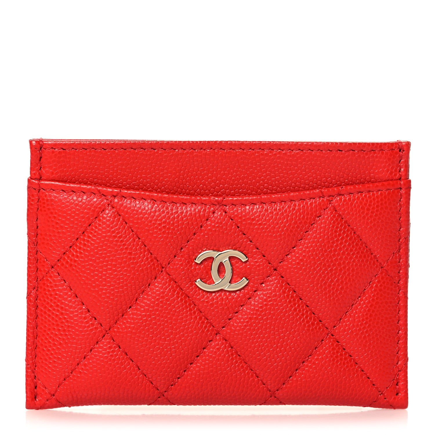 Chanel Caviar Quilted Card Holder Red 1 of 9