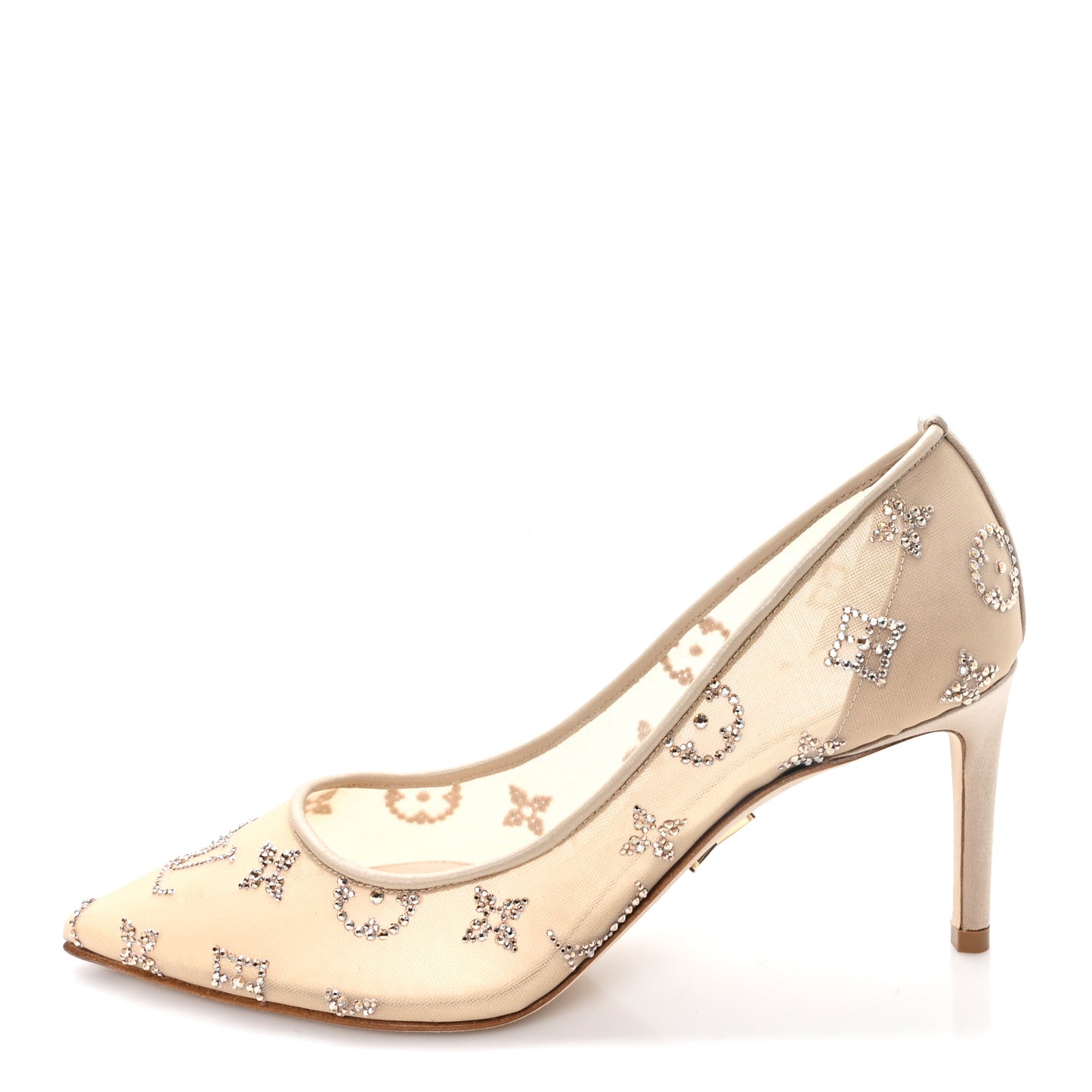 Monogram Mesh Strass Gala Pumps 35 Nude