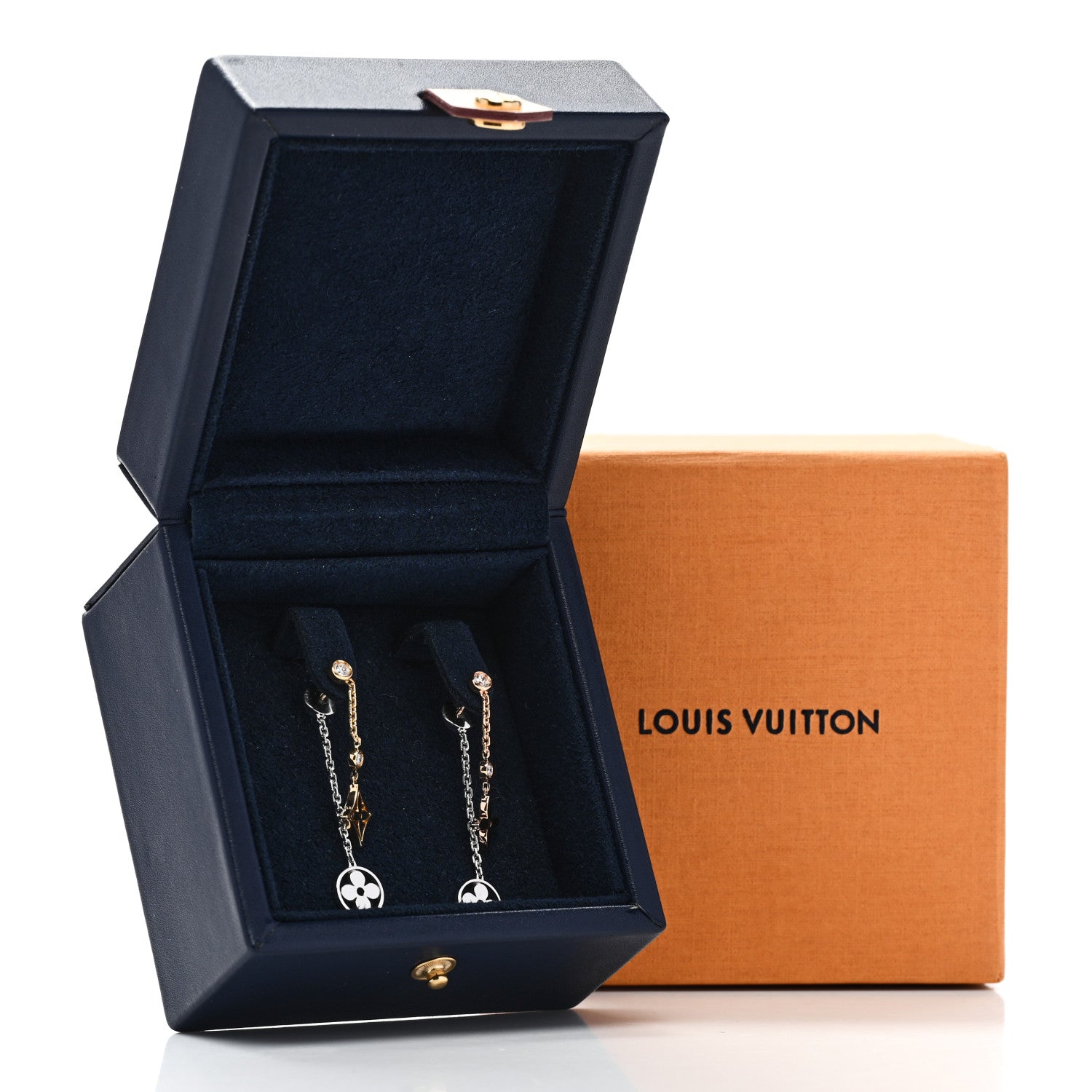 Louis Vuitton 18K Yellow White Pink Gold Diamond Blossom Long Drop Earrings 5 of 5