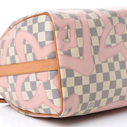 Louis Vuitton Damier Azur Tahitienne Speedy Bandouliere 30 Rose Ballerine 7 of 12