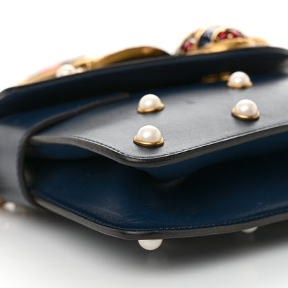 Gucci Nappa Pearl Studded Mini Queen Margaret Broadway Shoulder Bag Blue Agata 9 of 13