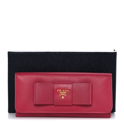 Prada Saffiano Fiocco Bow Continental Wallet Peonia 15 of 15