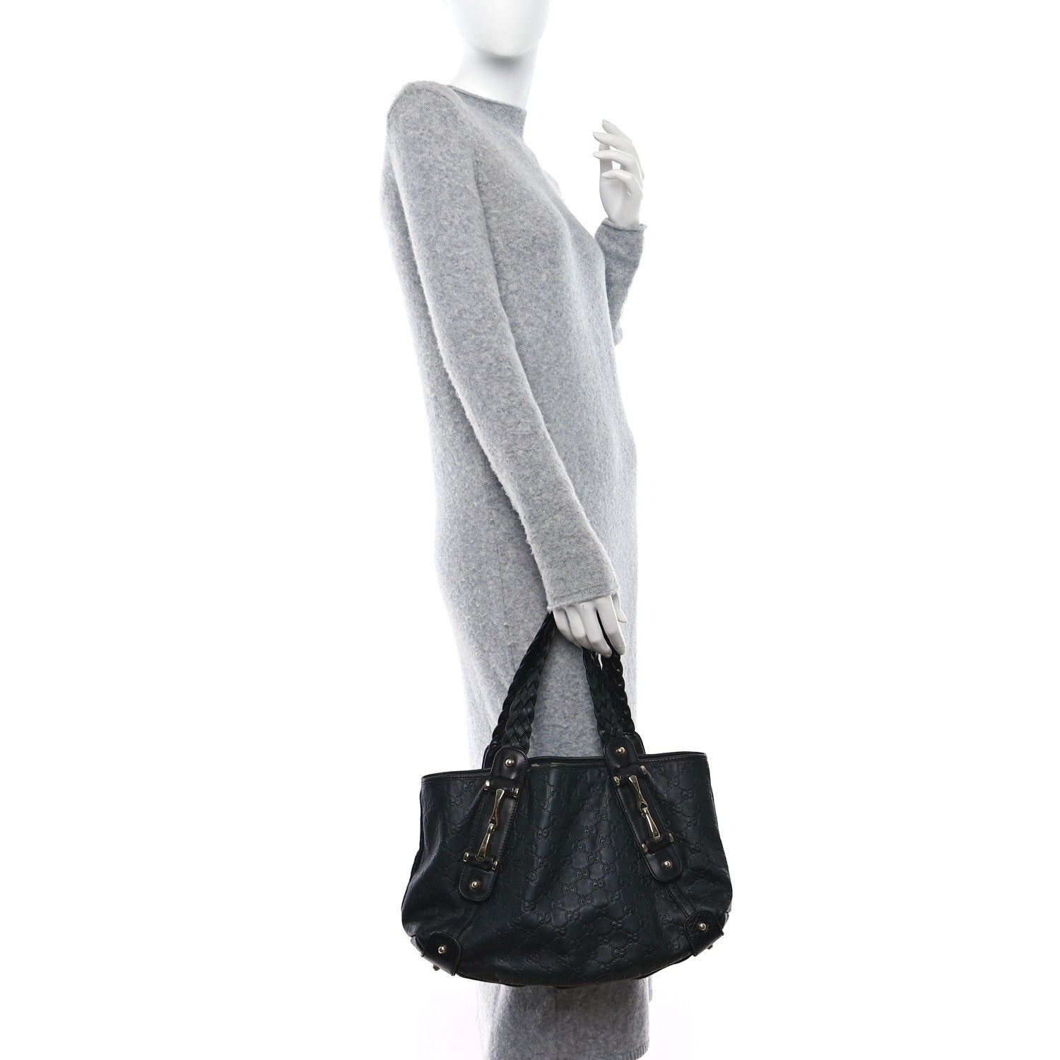 Gucci Guccissima Small Pelham Shoulder Bag Black 2 of 9