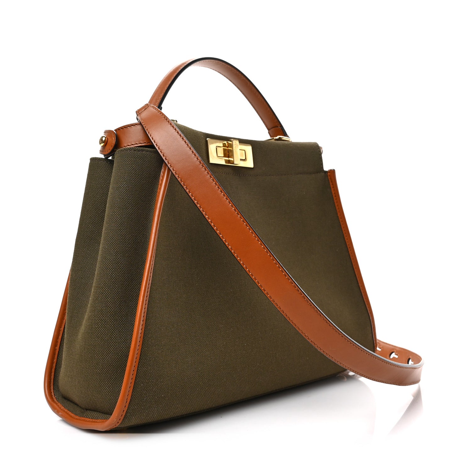 Canvas Calfskin Medium 3 Pocket Peekaboo Iconic Satchel Amazzonia Cuoio