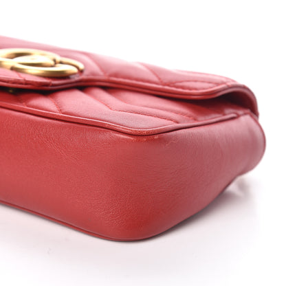 Gucci Calfskin Matelasse Super Mini GG Marmont Shoulder Bag Hibiscus Red 9 of 11