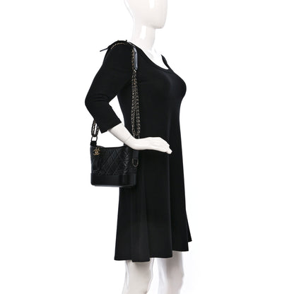 Chanel Aged Calfskin Quilted Small Gabrielle Hobo Black 2 of 9
