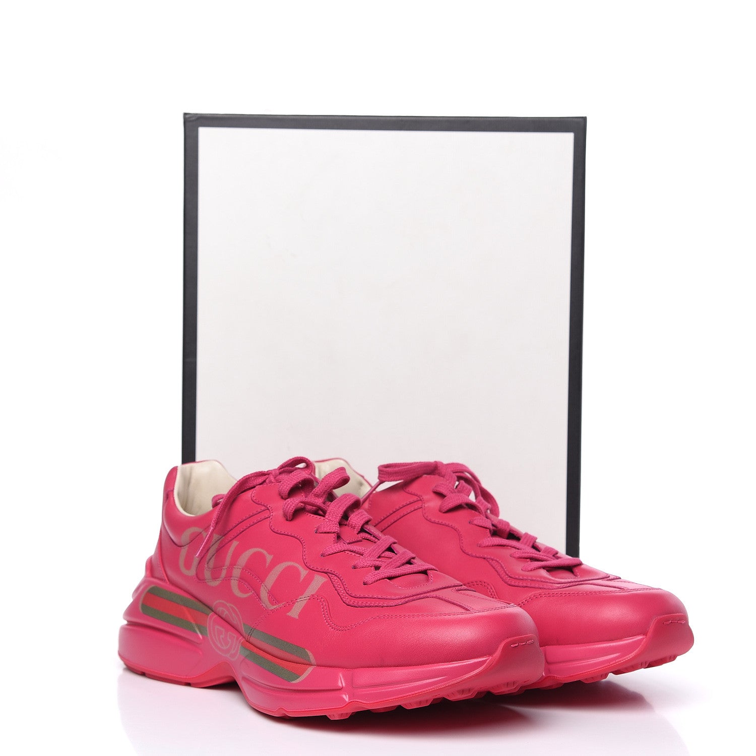 Gucci Calfskin Logo Mens Rhyton Sneakers 12.5 Box Pink 8 of 8