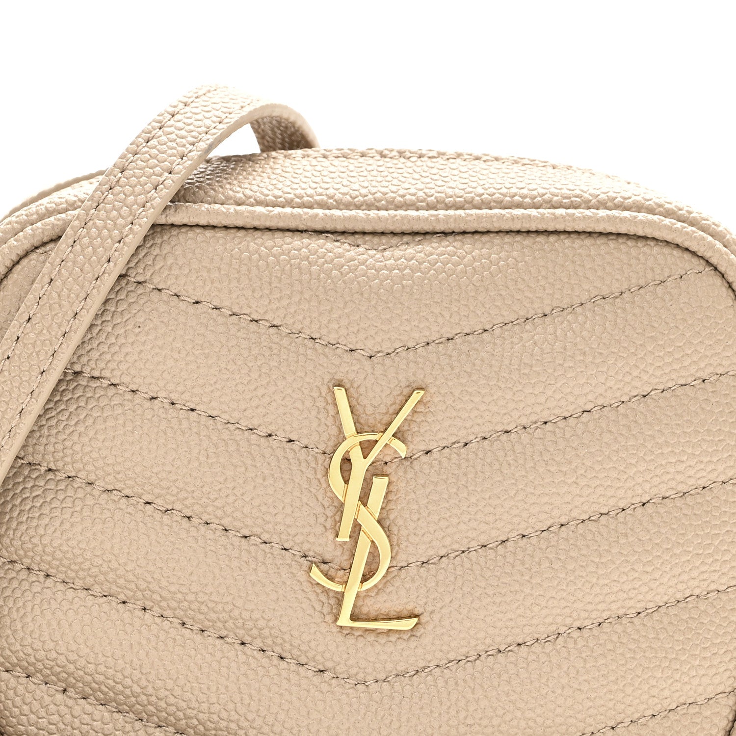 Saint Laurent Grain De Poudre Matelasse Monogram Baby Lou Camera Bag Dark Beige 8 of 10