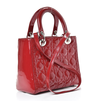 Christian Dior Patent Cannage Medium Lady Dior Red 2 of 11