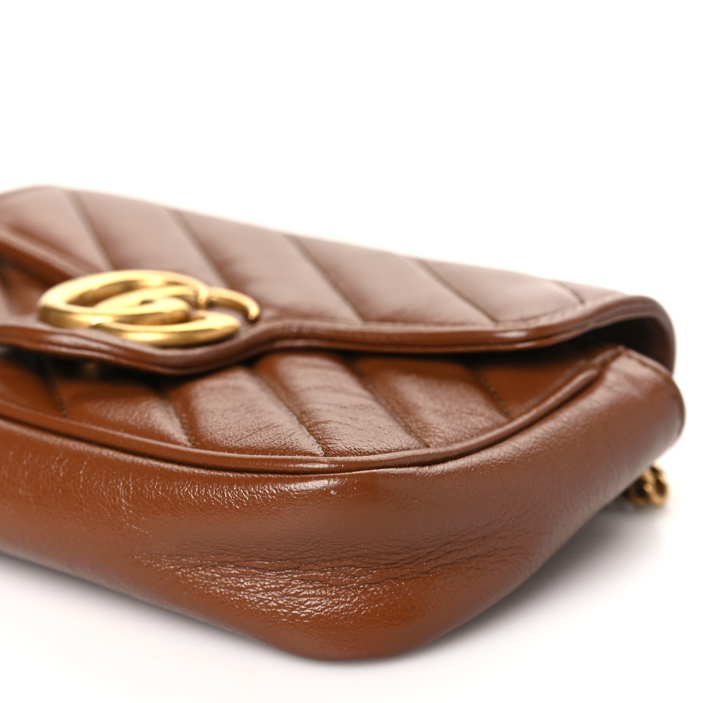 Azalea Calfskin Matelasse Diagonal Super Mini GG Marmont Shoulder Bag Cuir