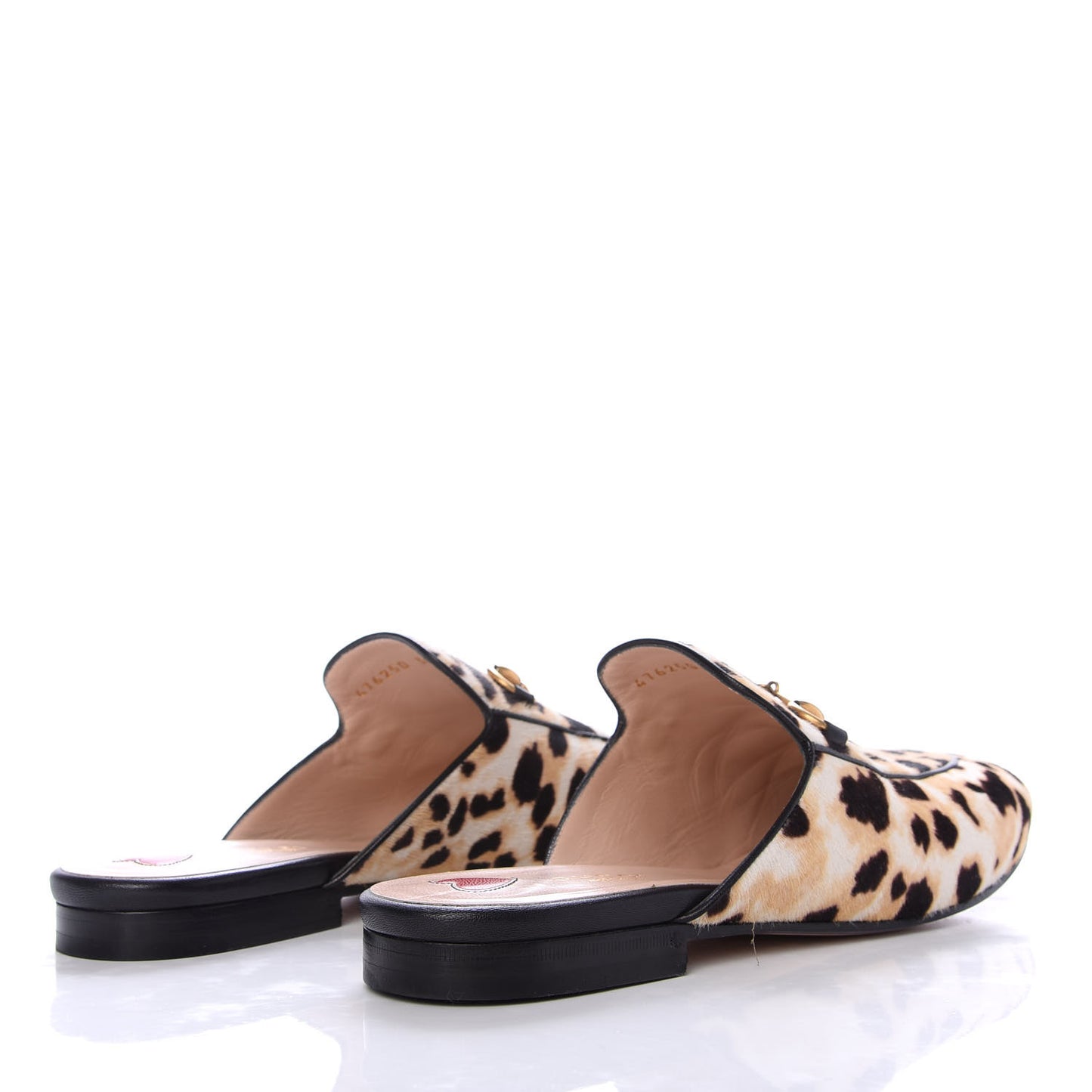 Calf Hair Leopard Print Womens Princetown Slippers 38.5 Naturale Black