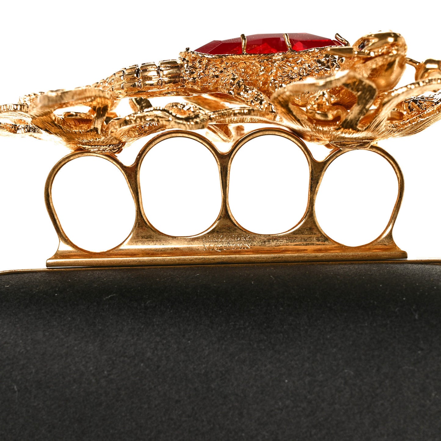 Satin Salamander Knuckle Box Clutch Black