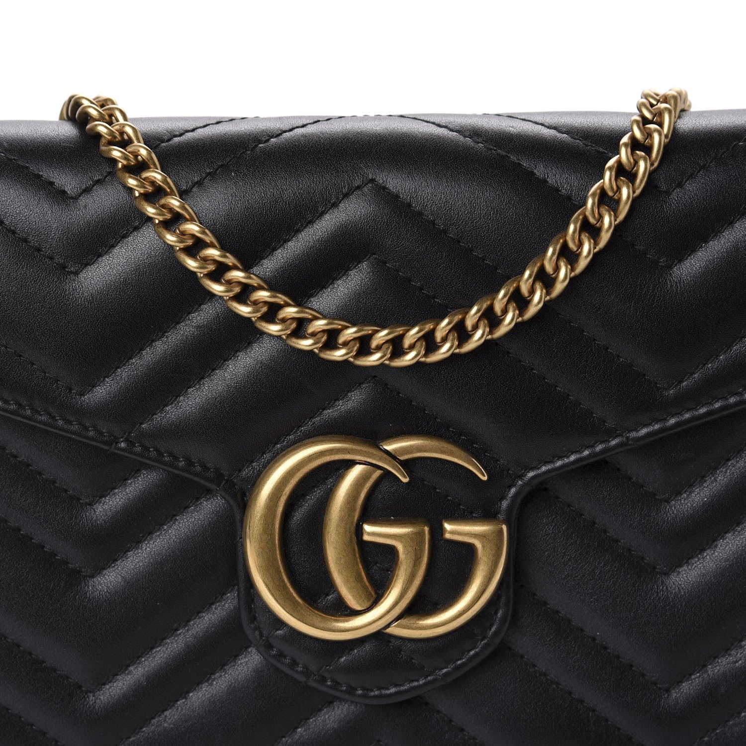 Gucci Calfskin Matelasse GG Marmont Chain Wallet Black 10 of 10